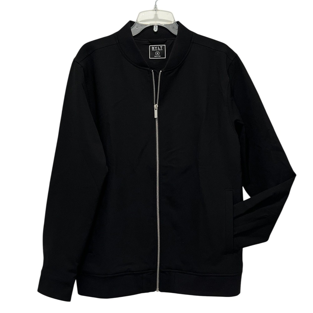 BYLT Basics Black Bomber Jacket with Silver Zipper